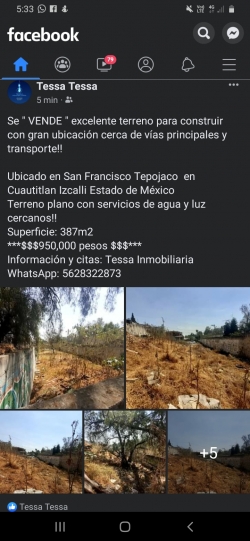 Excelente Terreno en Tepojaco Cuautitlan Izcalli 