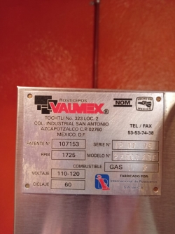 ROSTICERO MARCA VALMEX PARA 27 POLLOS CON BASE